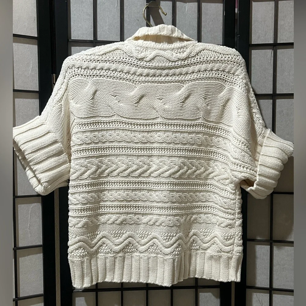 Michael Kors Cream Cable Knit Sweater COTTAGECORE CARDIGAN Top SIZE XS